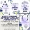 Conjunto de Letras con Significado Azul Floreado