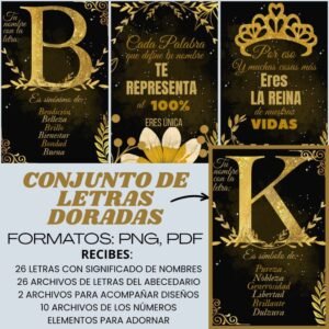 Conjunto de Letras con Significado Dorado con Negro