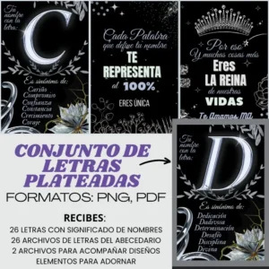 Conjunto de Letras con Significado color Plateado