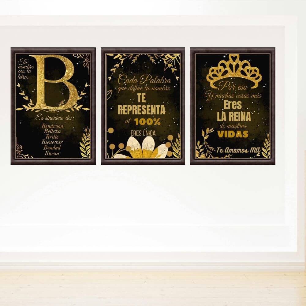 Conjunto de Letras con Significado Dorado con Negro