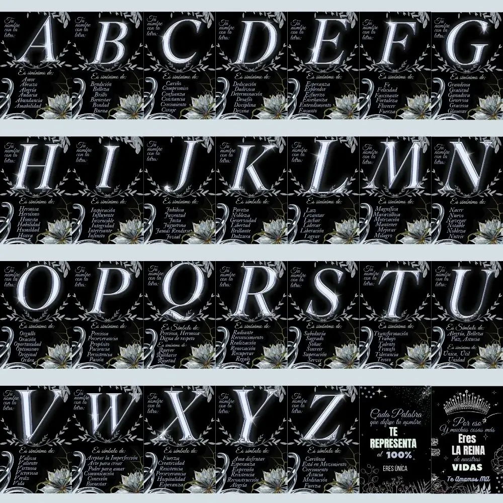 Conjunto de Letras con Significado color Plateado